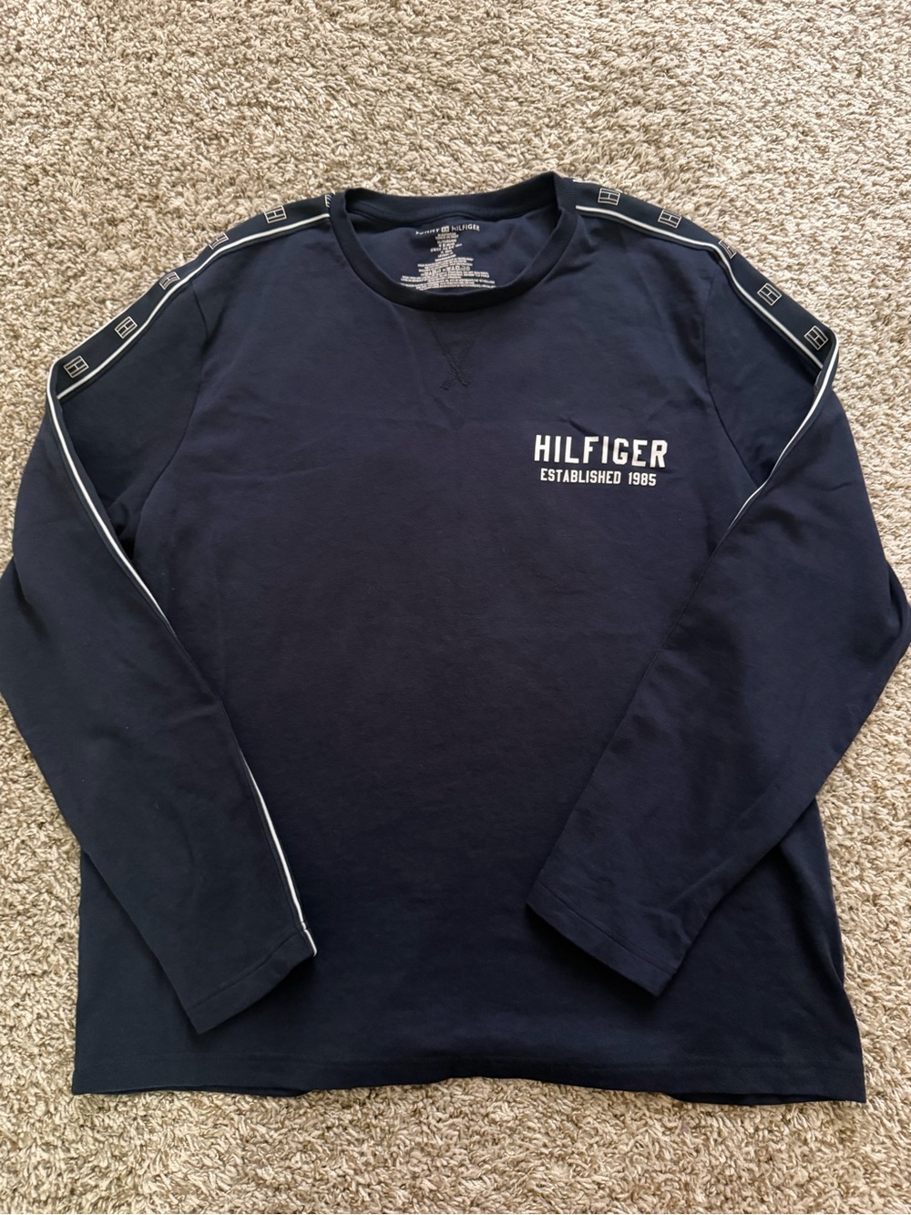 Tommy Hilfiger Navy Crewneck with White Logo Print